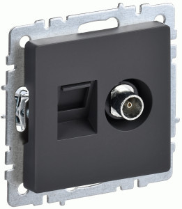 IEK BRITE мех. роз. СУ TV+RJ45 кат.5E РТВ/РК12-БрГ графит BR-AK20-1-K53