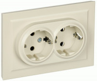 IEK BRITE роз. СУ 2 мест. земля 16А РС12-3-БрКр бежевый BR-R21-16-K10-F