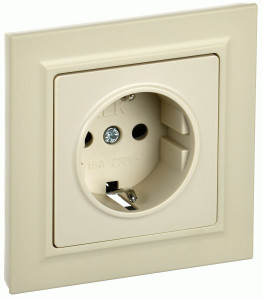 IEK BRITE роз. СУ 1 мест. 16А бежевый (земля,шторки)  РСР14-1-0-БрКр BR-R14-16-K10-F