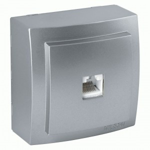 Nilson THEMIS роз. комп. 1 мест. ОУ (RJ45 CAT5), серебро, 26131044