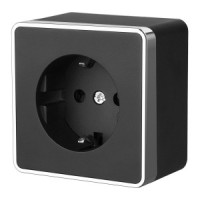 Werkel роз. ОУ 1 мест. 16A земля Gallant (черный/хром) (WL15-02-01 a041692)W5071035 a050973