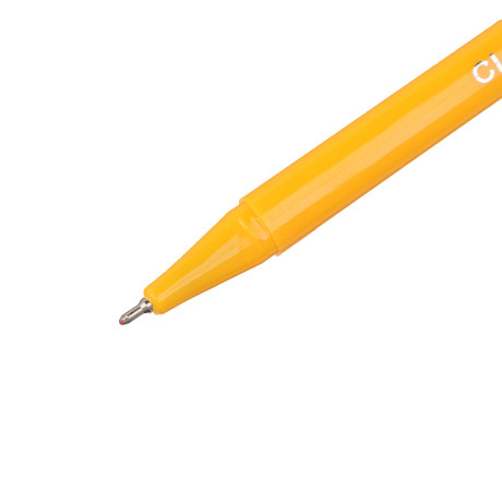 Ручка шариковая ClipStudio синяя, желтый трехгранный корпус, наконечник 0,7 мм, с инд. маркировкой