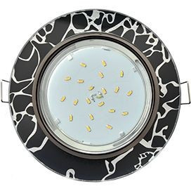 Ecola GX53 H4 5310 св-к Стекло Круг хром-хром на черном 38x126 FB53RNECH (10!)