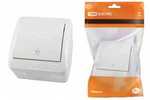 TDM Селигер перекл.(выкл прох) ОУ 1 кл. 10А IP44 бел. (10!) SQ1818-0011