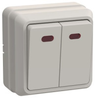 IEK ОКТАВА выкл. ОУ 2 кл. с инд. 10А КРЕМ ВС20-2-1-ОКм