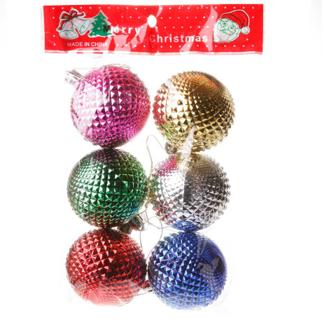 Шар Т101 6шт 6см(фактур.шипы) микс (120)