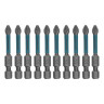 Набор бит торсионных PZ2x50 мм, для ударных шуруповертов, отрывн., 10 шт Gross