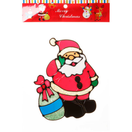 Наклейка на стекло Т416 18 см Дед Мороз с мешком