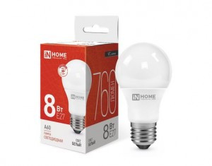 ASD/InHome лампа св/д VC ЛОН A60 E27  8W(760lm) 4000K 4K 110х60 (без пульсации) 4028