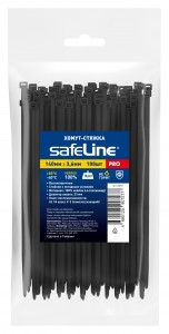 Safeline хомут (стяжка) нейлон 3,6х150 ЧЕРНЫЙ (уп.100шт, цена за уп.) PRO 24847