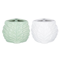 VETTA Стакан с разделителем для зубных щеток и пасты, &quot;Перо павлина&quot;, керамика, 2 цвета