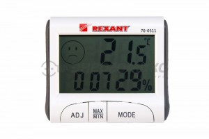 Термогигрометр комнатный с часами и функцией будильника REXANT, 70-0511