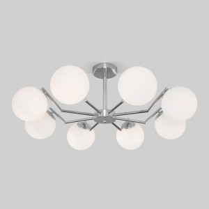 Eurosvet св-к потолоч. Е27 8x60 Вт 870х870х310 металл белый/хром Frost 70154/8 a057070