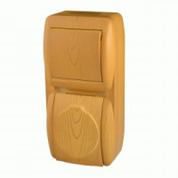 Lezard Ната блок ОУ роз.1 мест(земля, крыш,16А)+выкл. 1 кл. 10А ольха верт (корп.PC)  710-0700-172