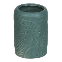 VETTA Стакан для ванной комнаты, керамика, 10,5x7,5x7,5 см, листья, хаки