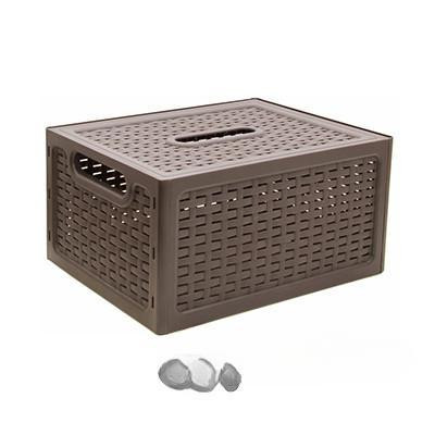 Ящик РОТАНГ с крышкой коричневый 370х280х190  М2375 (6)