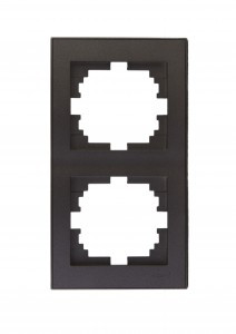 Lezard RAIN рамка 2 мест. верт. черный графит матовый (PC) 703-4141-152