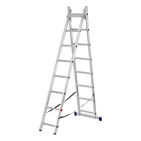 Лестница, 2 х 8 ступеней, алюминиевая, двухсекционная, Сибртех
