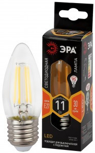 ЭРА F-LED свеча C35 E27 11W(960lm) 2700K 2K филамент (нитевидная) прозр. 100х35 B35-11W-827-E27 2730