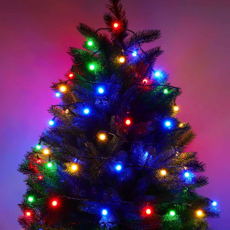 СНОУ БУМ Гирлянда эл. вьюн с насад. "Шарики", 10м, 80LED, мульти, 8 режимов, ПВХ черный, 220В