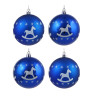 СНОУ БУМ Набор шаров 8 см, 4 шт, синий, пластик, глиттер, 26-144