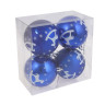 СНОУ БУМ Набор шаров 8 см, 4 шт, синий, пластик, глиттер, 26-144