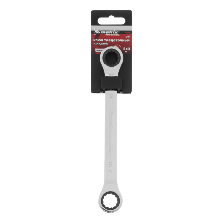Ключ накидной трещоточный, 14 х 15 мм, CrV, зеркальный хром Matrix Professional