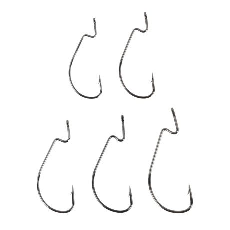 AZOR FISHING Набор крючков 5шт, оффсетный №2, 1,1/0,2/0,3/0, высокоугл. сталь, черный никель