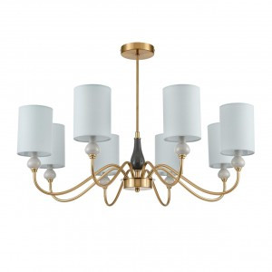 LUMION 6590/8 CLASSI LN25 латунь/мятный зеленый, мет., кер./текстиль Люстра E14 8x40W 220V ANRI