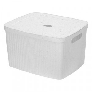 Корзина д/белья с крышкой 35л "VELVET" 450x360x270мм, светло-серый флэк 435250438 Бытпласт