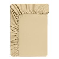 BY COLLECTION Простыня на резинке 140х200х25см, 100% хлопок, песочный
