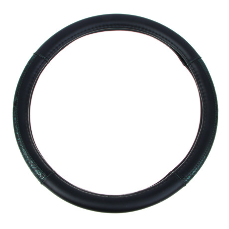 ЕРМАК Оплетка руля, вставка узор серо-зеленый, экокожа, черный (М)