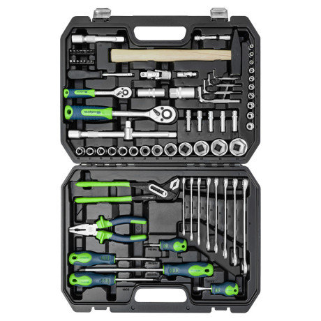 Набор инструментов, 1/2", 1/4", пластиковый кейс 76 предметов Сибртех