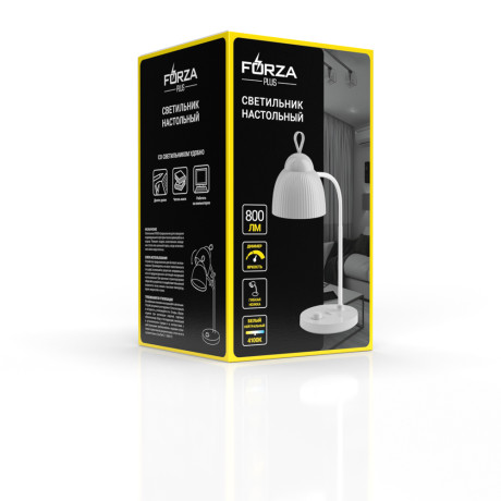FORZA Светильник переносной настольный, 48LED, USB, 13Вт, 800Лм, кабель 1м, диммер, пластик, серый