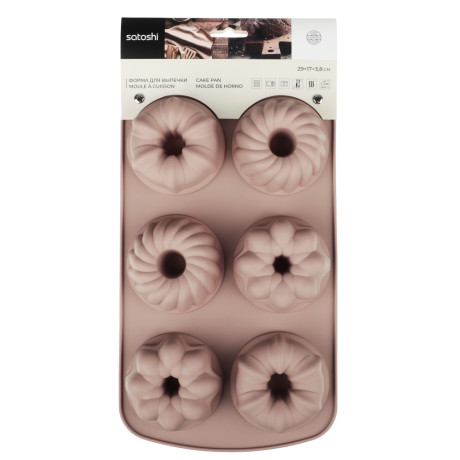 SATOSHI Алион Форма для выпечки 6 ячеек 29x17х3,8см "Цветы", силикон