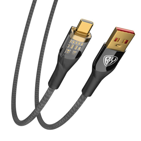 BY Кабель для зарядки Space Cable Techno Type-C, 1 м, 3А, Быстрая зарядка QC3.0, черный