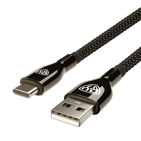 BY Кабель для зарядки КРИСТАЛЛЫ Type-C, 1м, Быстрая зарядка 3А, QC, PD 20W, черный