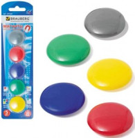 Магниты BRAUBERG диам. 30 мм, 5 шт, цвет АССОРТИ, в блистере,231729