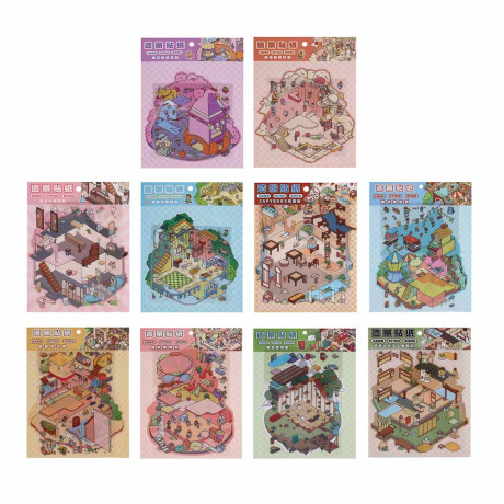 Набор для творчества с наклейками "Волшебный мир", 22х16,5см ,PET, бумага, 10 дизайнов