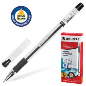 Ручка шарик. масл. BRAUBERG "Max-Oil", игол. узел 0,7мм, линия 0,35мм, черная, 142142