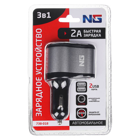 ЕРМАК Устройство зарядное в авто, USB QC 3.0+PD, 5В/3.1А, пластик