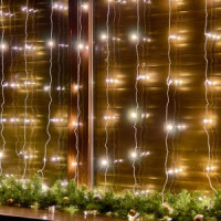 Гирлянда-занавес св/д 3х3м 192LED тепл белый, провод прозрач ULD-C3030-192/DTA WARM WHITE IP20 Uniel