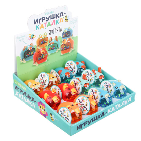 ИГРОЛЕНД Игрушка для малыша каталка "Зверята", 31х9х29см, ABS, 6 дизайнов