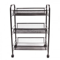 Этажерка (тележка) BRABIX офисно-быт. 3 яруса, на колесах, металл, черная, 43,5х26х62,5 см, 603751