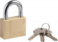 Замок ЗУБР &quot;ЭКСПЕРТ&quot; навесной, латунный корпус, классическая форма, закаленная дужка, 50мм