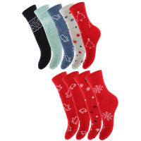 Носки женские с новогодней тематикой, 85% акрил, 14% полиамид, 1% эластан, п. 36-39