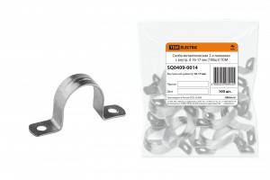 TDM скоба метал. оцинк. сталь 2-х лапковая d16-17мм  (100шт/уп.,цена/шт) (100!) SQ0409-00