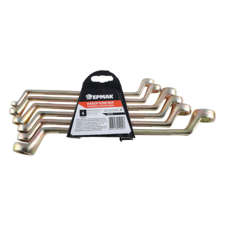 ЕРМАК Набор ключей накидных, 6 предм., 8x10 - 17x19мм, желтый цинк, пластик холдер