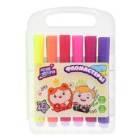 BY Русские Супергерои Фломастеры 12 цветов &quot;Каваи&quot;, утолщенные, 10,4см., в пласт. боксе с ручкой