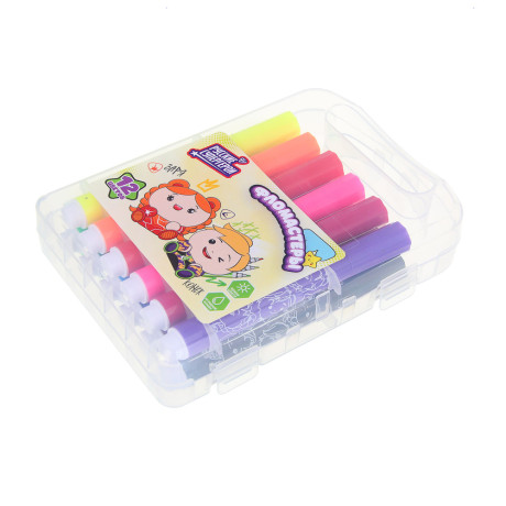 BY Русские Супергерои Фломастеры 12 цветов "Каваи", утолщенные, 10,4см., в пласт. боксе с ручкой